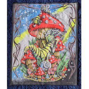 💜NWOT Black Light Reactive Alice In Wonderland Tapestry